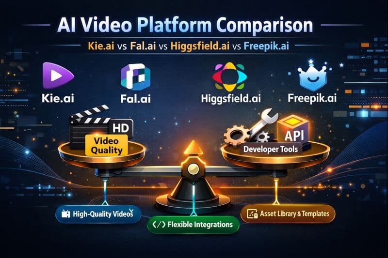 Kie.ai vs Fal.ai vs Higgsfield.ai vs Freepik.ai — Which is Best for AI Videos & Developers?